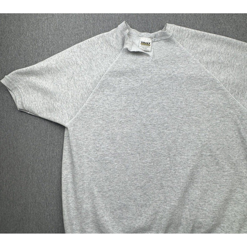 Tultex Sweatshirt Mens Sz XL Gray Fleece Short Sleeve Raglan Pullover Vtg